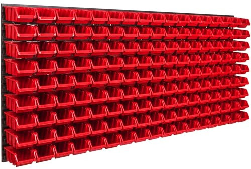 botle Lagersystem Wandregal 1734 x 780 mm | 153 Stapelboxen Schüttenregal Sichtlagerkästen | Extra Starke Wandplatten | Regal Erweiterbar | Werkstattregal Lagerregal Werkstattwandregal Steckregal