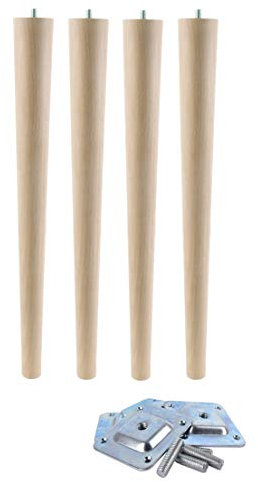 Pieds de Canapé en Hêtre - Hauteur : 8-45 cm - Forme Inclinée ou Droite - Bois