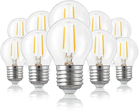 Hellum 10 x E27 LED Lampe mit 2,5W ersetzt 25W Glühlampe, Mini Globe 250lm 2700K E27 Vintage warmweiß klar 209105