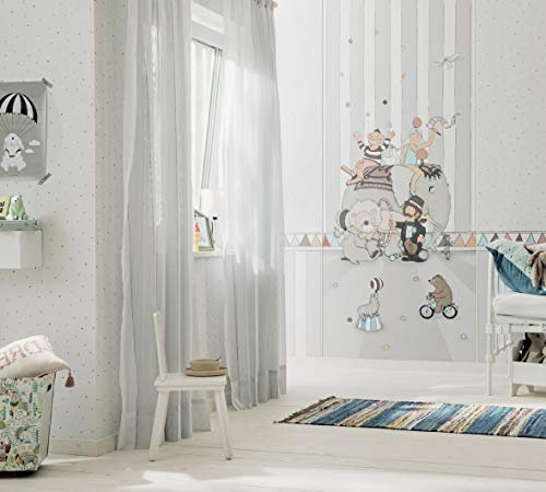 marburg Tapete Weiß Grau Streifen Für Kinder Junge/Mädchen Tapete Kinderzimmer Made in Germany 10,05m x 0,53m