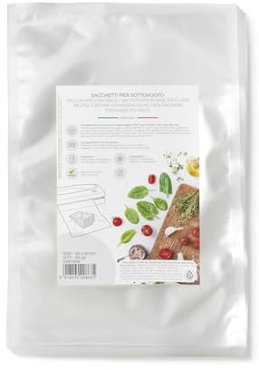 Magic Vac, 50 Sacs Sous Vide Alimentaire 20x30, Idéaux pour Congélateur, Réfrigérateur, Décongélation au Micro-ondes, Ébullition, Cuisson Sous Vide au Four ou à la Vapeur, Sans Étiquette, Certifiés