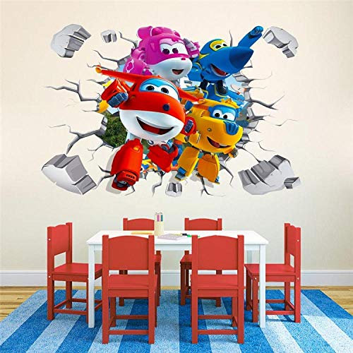 CSCH Wandtattoo Super Wings 3D Durchbruch Wandaufkleber Aufkleber Dekoration Poster Wandbild abnehmbar