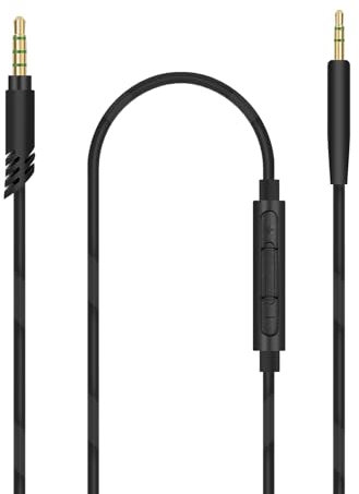 Linkidea Ersatz-Audiokabel mit Mikrofon, kompatibel mit AKG Y500, Y50BT, Y50, Y45BT, Y40, N60NC, N700NC, N60, N700NC M2, N90Q, 2,5-mm-TRS-zu-TRRS-AUX-Kabel mit Inline-Mikrofon (5 Fuß/1,5 m)