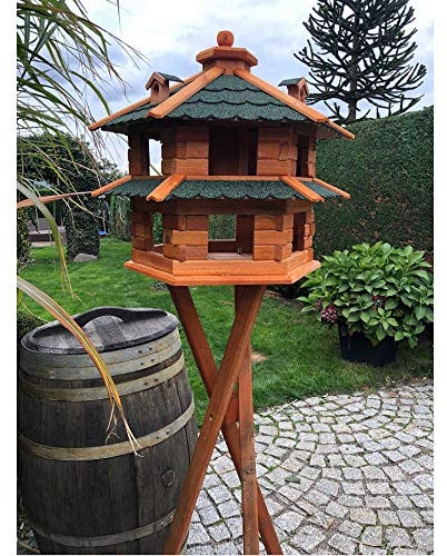 DARLUX Futterhäuschen XL, Holz-Vogelhaus Mit Ständer In Grün-Braun