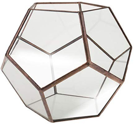 Inzopo Terrarium en verre géométrique pour plantes succulentes Pot de fleurs en cuivre 15 x 15 x 15 cm