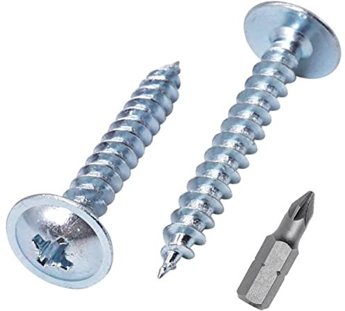 Confezione da 100 viti in acciaio zincato, 5,0 x 35 mm, viti per legno, viti per metallo, viti a testa tonda e larga modificata, autofilettanti (100, 5,0 x 35 mm)