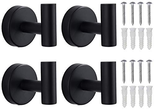 Lifeicomall Ganci da parete per asciugamani, per bagno, doccia, cucina, in acciaio inox SUS 304, nero (black 4)
