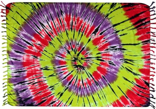 Wogeka Sarong – Blickdichtes luftiges Strandtuch in Batik Bunt für Damen & Herren als Pareo Wickelrock Cover Up Strandkleid Wrap für den Strand 17