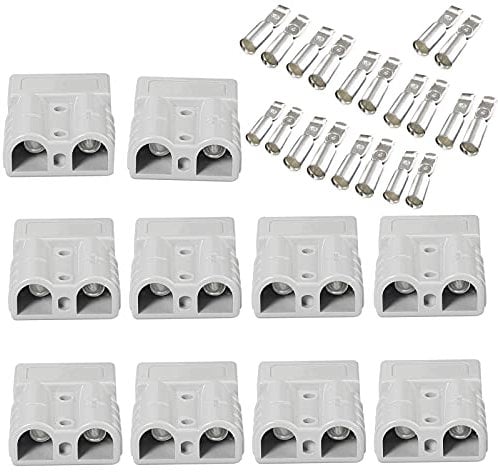 Bohaner 10 connettori per connettore batteria Anderson da 50 A, connettore plug Cable Terminal, 600 V, 50 Amp Quick Connection Plug for Anderson Forklift Caravan Trailer