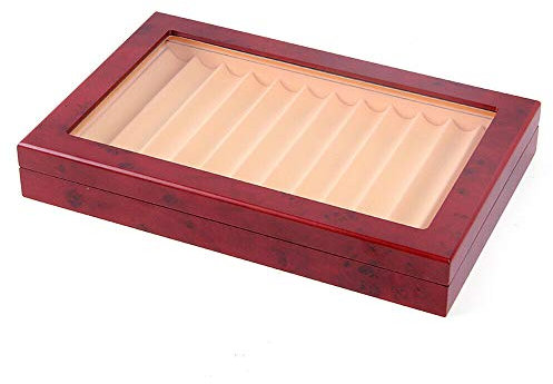 Futchoy Stiftebox aus Holz für 12 füller Stifte, Stifthalterbox mit Vitrine, Pen Display Organizer Box mit Glasfenster - 30,5 * 21 * 4,5 cm