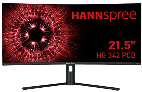HANNspree HG342PCB 86,4cm (34) 21:9 Curved 1500R, 144Hz, 3440x1440 UWQHD Gaming LED-Monitor, 400cd, 1ms, HDMI 2.0 DP 1.4, Höhenverstellbar, Neigbar Schwarz