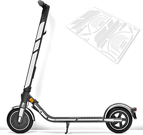 m2medien Aufkleber-Set/Sticker Set - 44-teilig auf 47x34cm Bogen geeignet für Segway Ninebot E22D E25D E45D E-Scooter (Weiss-Silber/Grau Reflektierend)
