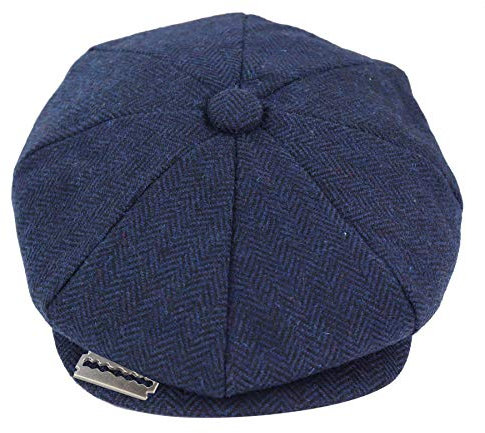 TruClothing.com Herren Mütze Tweed Fischgräte Design Rasierer Stil Blinders Design blau S
