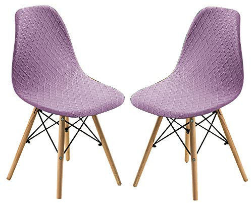 Highdi 4/6/2/1 Pezzi Stile Nordico Scandinave Sedia Elasticizzato Jacquard, Coprisedia con Schienale per Sala da Pranzo Copertura Protettiva della Sedia per Cucina Ufficio (Taro Viola,2 Pezzi)