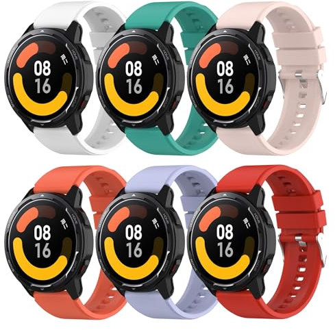 SenMore 6 Pezzi Cinturini Compatibili Con Xiaomi Watch S1/Mi Watch/Color/Color 2/S1 Active - Braccialetto Sportivo di Ricambio in Silicone