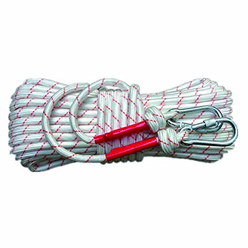 Outdoor Hilfs kletterseil Drahtseil, Hochfestes Sicherheitsseil Geflochtenes Nylonseil Rettungsseil m.2 Karabiner Absturzsicherungsgeschirr(Ø10MM*Länge20M)