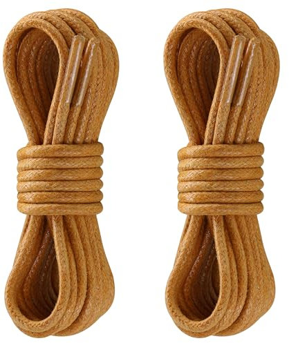 Yusimu 2 Pares de Cordones Redondos Encerados para Zapatos | 2,5 mm Delgados y Duraderos para Oxfords, Brogues y Derby | Cordones Unisex para Zapatos Escolares y de Negocios,Tostado,150 cm