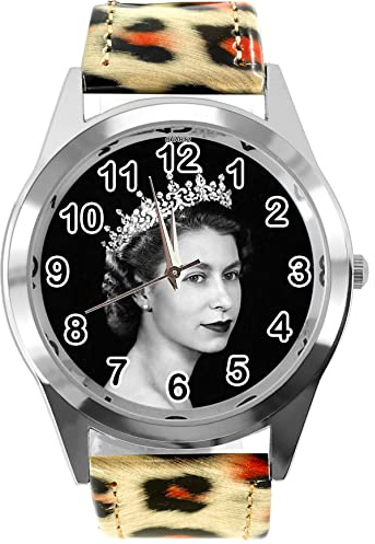 TAPORT Leopard Print Leder Runde Uhr für Fans von Queen e2, leopardenmuster, Gurt