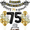 Luftballons 75 Geburtstag Mann Frau deko Schwarz/gold set,Geburtstagsdeko 75 jahre Geburtstag Mann Frauen deko,Kuchendeko 75 Geburtstag dekoration Mann Frau Happy 75th Birthday Girlande deko