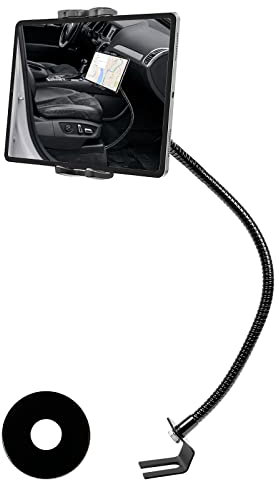 Kolasels Tablet Holder for Car or Truck Seat Rail Mount Long 19.7 Gooseneck Arm Heavy Duty Car Floor Tablet Stand for iPad Pro 12.9 Air Mini, Samsung Galaxy Tab, iPhone, More 4-13 Phones & Tablets