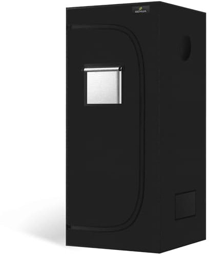 Senua 600D Mylar Hydroponic Water-Resistant Grow Tent with Observation Window and Removable Floor Tray, Tool Bag for Indoor Plant Seedling, Propagation, Blossom, etc (80 x 80 x 160 cm)