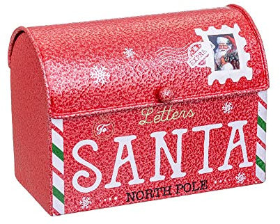 LOLAhome Cassetta postale natalizia per lettere a Babbo Natale (Babbo Natale), in metallo rosso, 15 x 10 cm