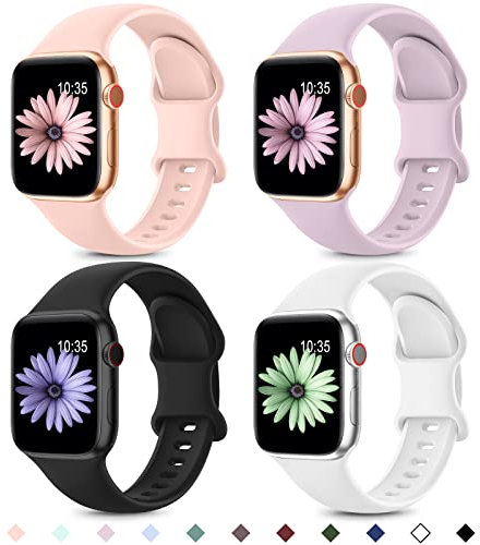 Higgs 4 Pack Sport Straps Compatible with Apple Watch Straps 10 42mm 40mm 41mm 38mm Women Men, Soft Silicone Strap Replacement Watchbands for iWatch Ultra Series 9 8 7 6 5 4 3 2 1 SE