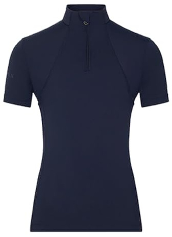 LeMieux Young Rider Short Sleeve Base Layer - Sweat Wicking Fabric - Flat Lock Seams - Breathable Vented Under Arm - 360 Stretch - Comfort & Mobility - Indigo - 9-10 Years