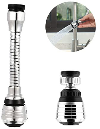 ROOBZE Combinaison longue et courte Douchette Robinet Cuisine 2 Pièces Rallonge Robinet Cuisine robinet pivotant à 360 ° tête de pulvérisateur Embout de robinet Convient pour la cuisine