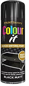 PNJB, Matt Black Color Aerosol Spray Paint Can 250 ML, Fast Dry Excellent Coverage Adhesion- BLACK MATT Spray Paint Auto DIY Purpose Color Aerosol (1 Pcs)