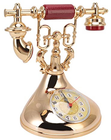 Zerodis Nachttischdekoration, Fotografie-Requisiten, Eleganter Vintage-Telefonwecker, Batteriebetrieben, für Büro für Zuhause (YF020-2)