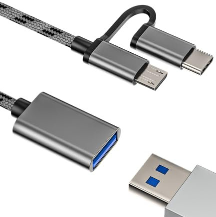 Adaptateur micro USB C vers USB A (2 en 1) type C Android jack OTG compatible avec Samsung Tab Lite Google Huawei Apple iPhone 15 Pro Max Plus iPad Air Mini MacBook Thunderbolt mc-OTG