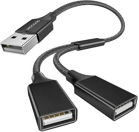 MOGOOD Câble Splitter USB 2.0 Y - Cordon d'Alimentation d'Extension/Transfert de Données - Double Port Expander Hub Adaptateur