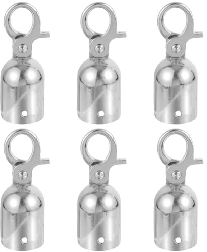 Uonlytech 6pcs Rope End Stopper with Hook Stanchion Rope End Cap Cord Lock for Queue Barriers Guardrail Railing Secure Connector with 2 Screws