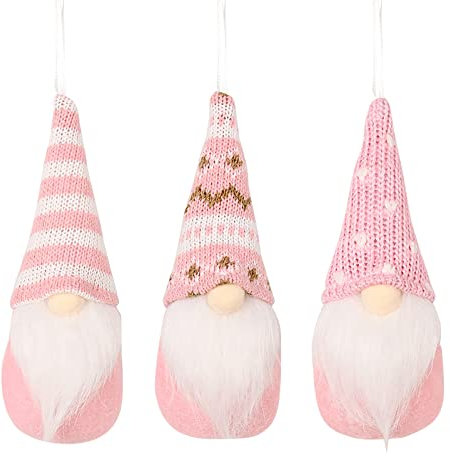 Weihnachtsdeko 3 Stück Weihnachten Kleiner Plüsch Wichtel Gnom Weihnachtsdeko, Handgemachte Süße Mini Tomte Schwedischer Baumschmuck GNOME Christbaumschmuck, Geschenk für Kinder Weihnachten