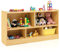 COSTWAY Kinder Spielzeugschrank Holz, Spielzeugregal mit 2 großen Fächern und 3 kleinen Fächern, offen, Kinderregal für Spielzeug, Puppen und Bücher, 111 x 30 x 61,5 cm, Natur