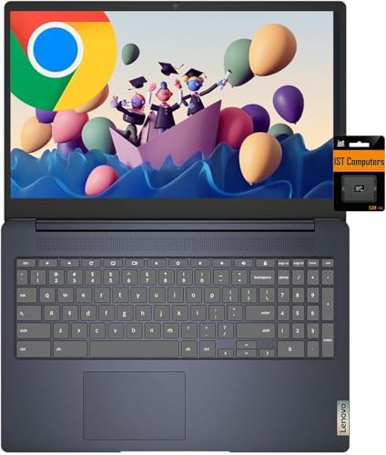 Lenovo Chromebook IdeaPad 3i (15,6 po FHD, Intel Pentium Silver N6000, 4 Go de RAM, 256 Go de stockage (128 Go eMMC + carte SD IST 128 Go)), ordinateur portable pour la maison et les étudiants, webcam