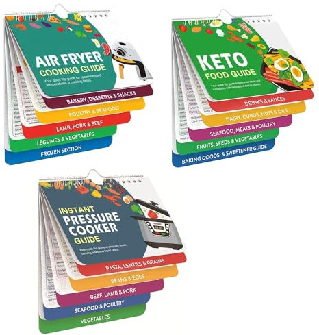 Gesmay Air Fryer Cheat Sheet Magnets Cooking Guide Booklet, Air Fryer Accessories Recipes Reference Guide, Air Fryer Cheat Sheet, Air Fryer Cooking Guide Magnetic (#ABC)