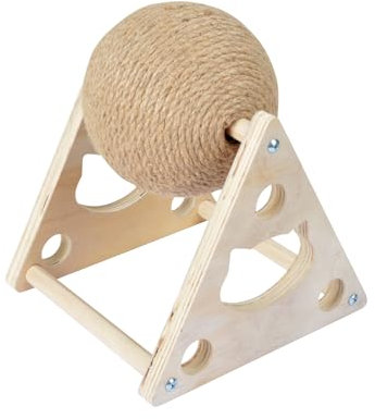 Love Story, rascador de Bola giratoria Cuerda de Yute y Estructura de Madera D16 x 20 cm