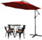 Tubiaz Parasol déporté 350 cm à manivelle avec support, protection UV 40+, imperméable pour balcon jardin terrasse-rouge