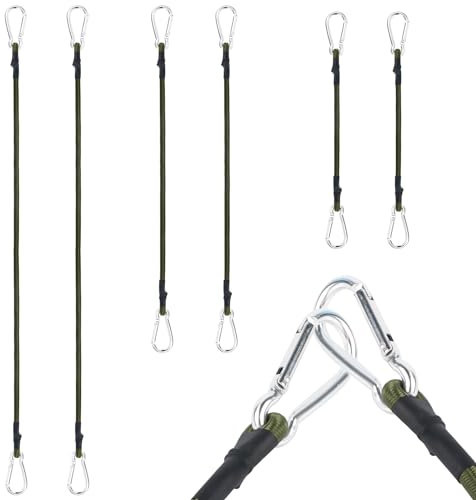 6 Pcs Tendeurs Elastique avec Mousqueton 8 mm Cordons élastiques en 3 Tailles 30 cm, 60 cm, 90 cm, Sangles élastiques avec Mousqueton pour Voile d'ombrage, vélo, Voiture, Bagages, Camping, Tente