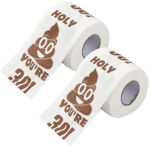Shengxi 2 Rouleaux de Papier Toilette d’Anniversaire pour Homme et Femme Fantaisie Papier Toilette Rouleau Gag Cadeaux, Papier Toilette Décoratif Amusant pour Anniversaire 30 ans