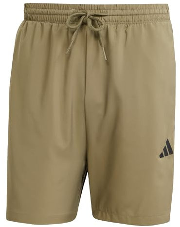 adidas Men's Essential Three Stripes Chelsea Base Short, Olive Strata/Black, L