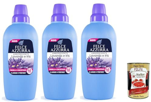 FELCE AZZURRA Lavendel- und Iris-Weichspüler, 40 Wäschen, 3 x 2 LT+ Italian Gourmet Polpa 400g