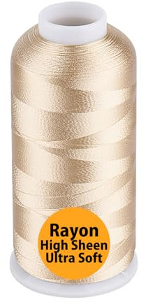 Simthread Rayon Stickgarn 5000m 40wt 100% Viskose für Nähmaschinen Professionell und für Zuhause, Latte