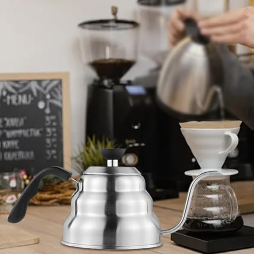 Tetera de acero inoxidable con control de temperatura, imprescindible para los entusiastas del café (1000 ml)