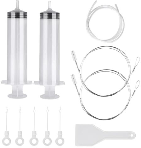11 Pz Kit Pulizia Frigorifero Foro di Scarico: Siringa per Pulire Frigorifero, Spazzolas di Pulizia del Foro di Scarico del Frigo, Tubo Pulizia Frigorifero per Frigorifero Lavello