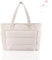 WAMIZEU Leichte, bauschige Tragetasche, vielseitige Damen-Handtasche, mit Fächern, geeignet für alle Anlässe, Beige, 49 x 35 cm