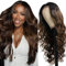 Weeybay Echthaar Perücke für Damen Perücken Body Wave Human Hair Wig 4X4 Lace Closure Highlight Brown 150% Density Unprocessed Brazilian Remy Hair Glueless for Woman 16 Zoll