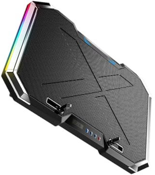 Angoily Fan Design Laptop Cooler Stand Rgb Luminous Cooling Base Touch Control Fast Heat Dissipation for Laptop